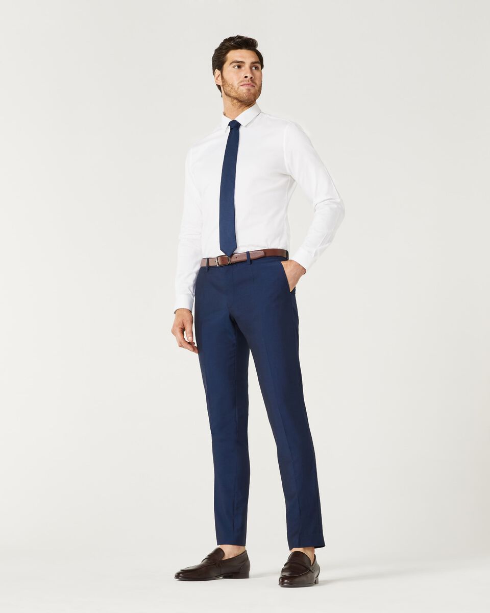 Mens White Long Sleeve Herringbone Shirt
